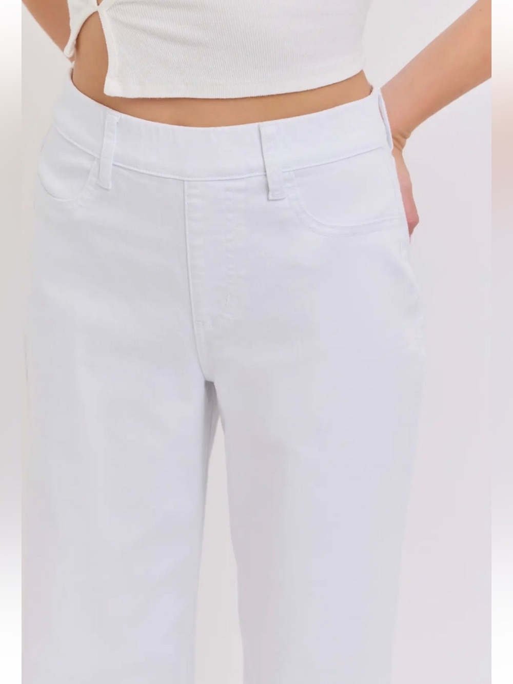 Cello White Wide Leg Pull On Jean